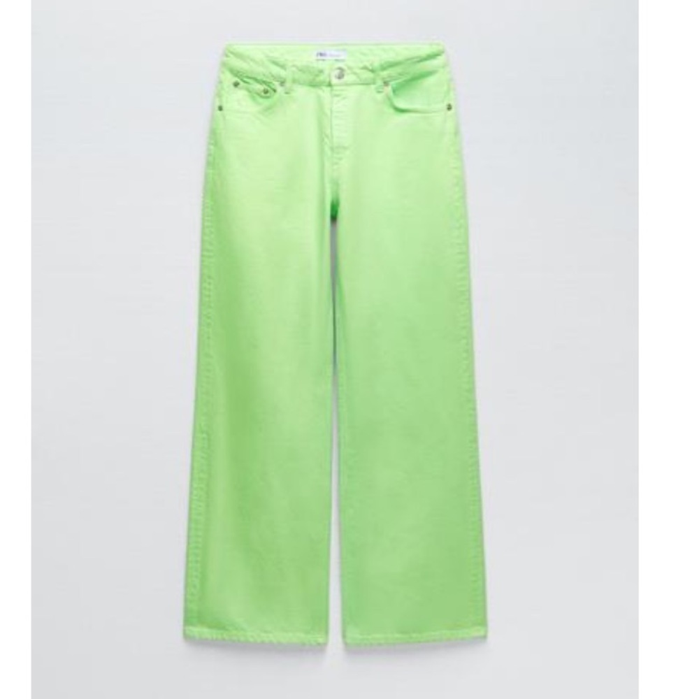 ZARA Green Super Wide Leg Jeans